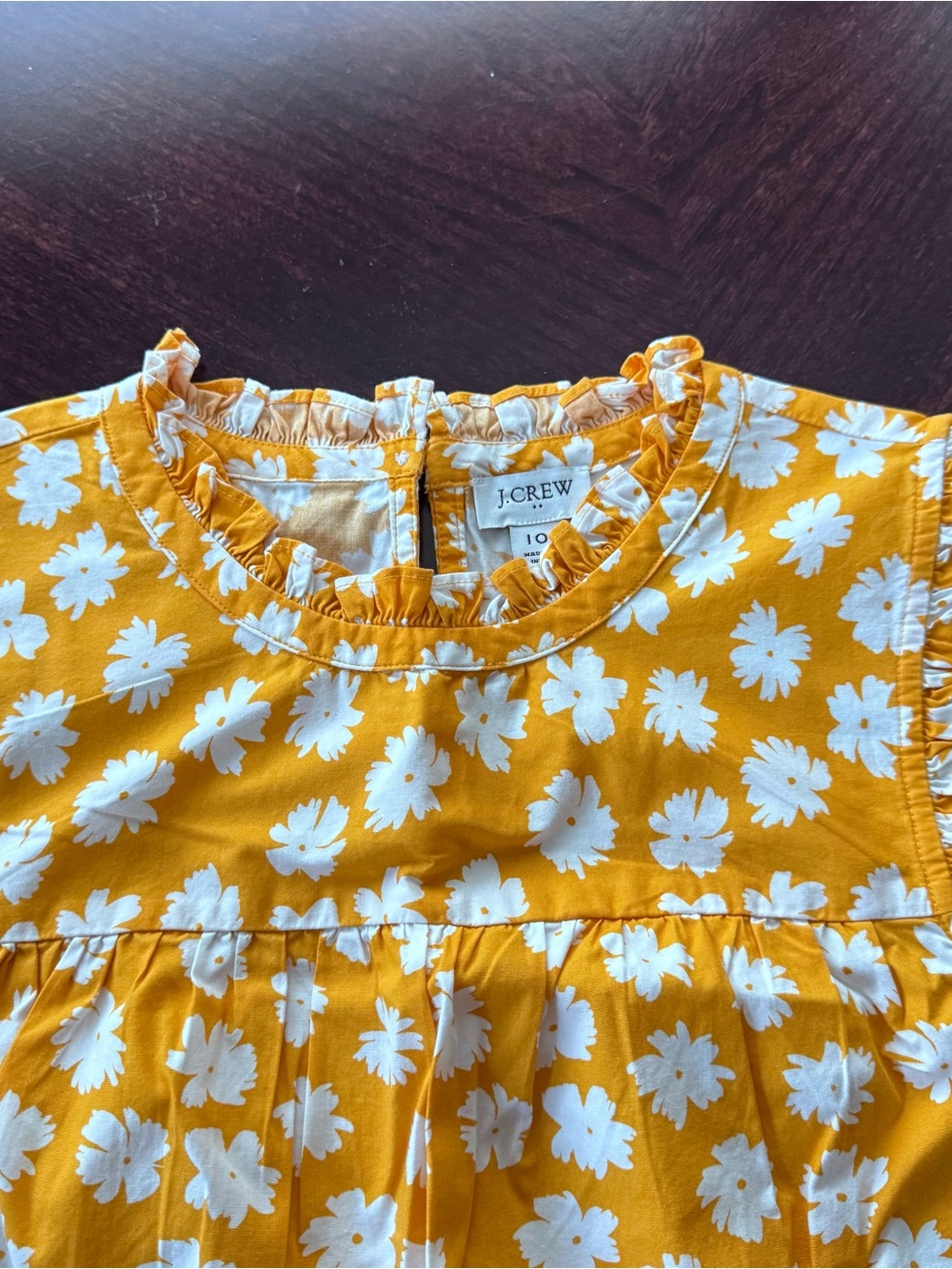 J. Crew Yellow Floral Ruffle Yoke Dress
